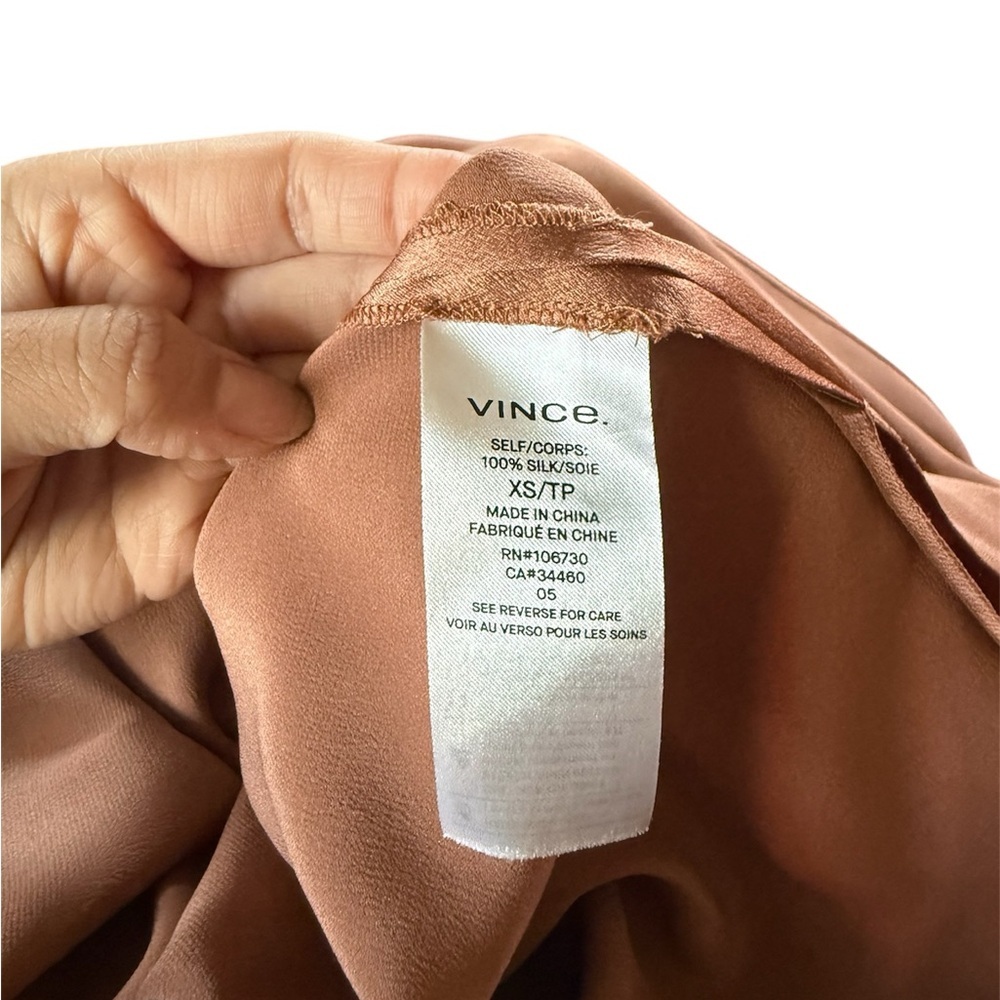 Vince Satin Silk Tunic Top in Terracotta‎ - Picture 8 of 8
